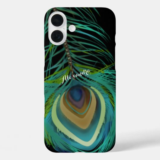 Gepersonaliseerde Peacock Feathers iPhone case (Achterkant)