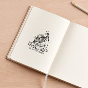 Gepersonaliseerde Pelican Ex Libris Boekplaat Rubberstempel