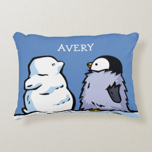 Gepersonaliseerde Penguin Chick Snow Kwekerij Kuss Accent Kussen