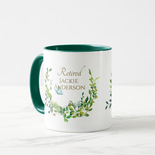 Gepersonaliseerde Pensioen Mok Botanisch Goud (Voorkant links)