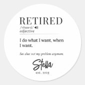 Gepersonaliseerde pensioengift – Gepensioneerde de Ronde Sticker (Voorkant)