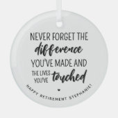 Gepersonaliseerde pensionering Modern en elegant Glas Ornament (Voorkant)