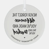 Gepersonaliseerde pensionering Modern en elegant Glas Ornament (Achterkant)