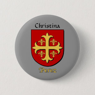Gepersonaliseerde Perez Historisch Schild Ronde Button 5,7 Cm
