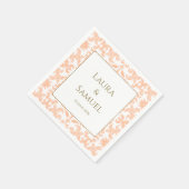 Gepersonaliseerde perzik bruiloft servetten (Hoek)