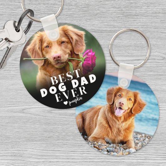 Gepersonaliseerde Pet Beste Hond Papa Foto Sleutelhanger