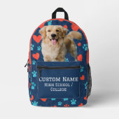 Gepersonaliseerde Pet Foto + Naam Aangepaste Hond Bedrukte Rugzak (Voorkant)