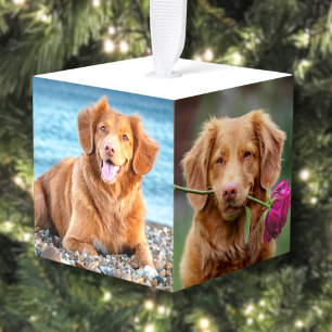 Gepersonaliseerde Pet Keepsake Hond Foto Kerstmis Kubus Ornament