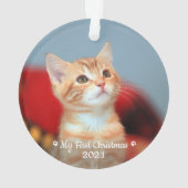 Gepersonaliseerde Pet Kitten Fotokat Eerste Kerstm Ornament (achterkant)