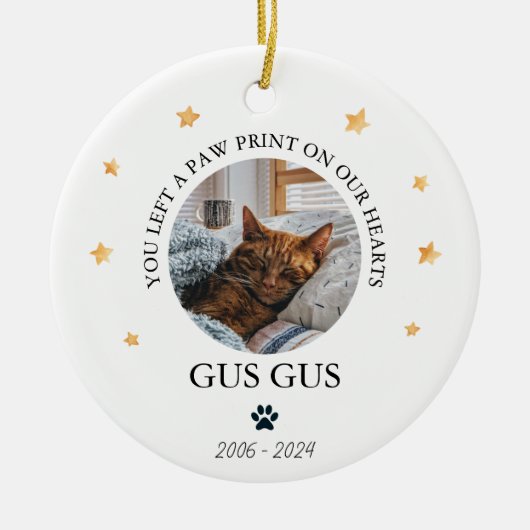 Gepersonaliseerde Pet Memorial Kerstfoto Keramisch Ornament (Voorkant)