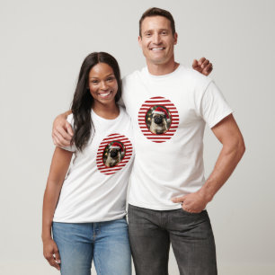 Gepersonaliseerde Pet Photo Feestelijke Candy Cane T-shirt