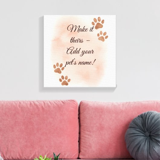 Gepersonaliseerde Pet Wall Art – Elegante Paw Prin Canvas Afdruk (Insitu (Woonkamer))
