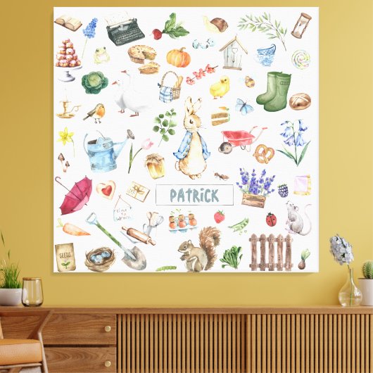Gepersonaliseerde Peter het konijn Canvas Afdruk (Insitu (Woonkamer))