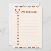 gepersonaliseerde petite Panda dagelijkse checklis (Achterkant)