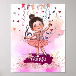 Gepersonaliseerde Peuter Ballerina Naam Poster