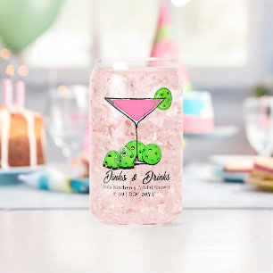 Gepersonaliseerde Pickleball Cosmo Dinks & Dranks Blikvorm Glas