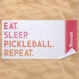 Gepersonaliseerde Pickleball: Eet slaap Herhaal Strandlaken