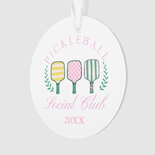 Gepersonaliseerde Pickleball Ornament met Custom Y (voorkant)