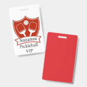 Gepersonaliseerde Pickleball Red VIP Badge (Front & Back)