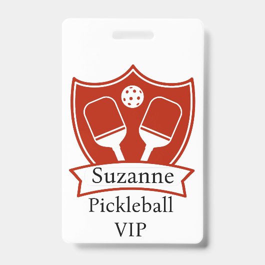 Gepersonaliseerde Pickleball Red VIP Badge (Front)