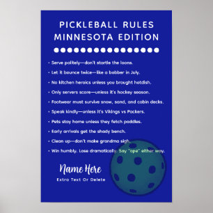 Gepersonaliseerde Pickleball Regels Minnesota Edit Poster