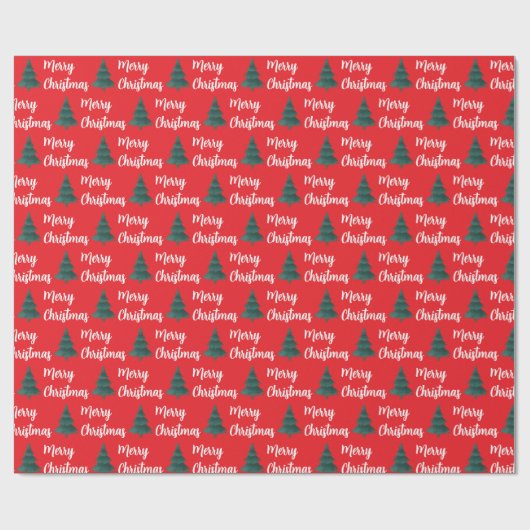 Gepersonaliseerde Pine Tree & Merry Christmas Cadeaupapier (Vlak)