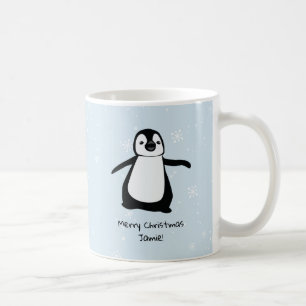 Gepersonaliseerde Pinguïn Kerstmis Sneeuw Koffiemok