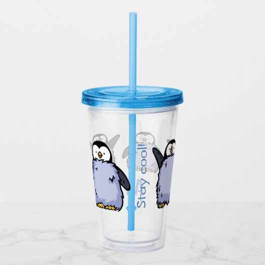 Gepersonaliseerde Pinguïn Kuiken Groot In Happy Tu Acryl Drinkbeker (Rechts)