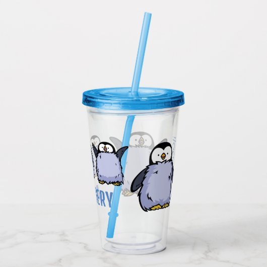 Gepersonaliseerde Pinguïn Kuiken Groot In Happy Tu Acryl Drinkbeker (Achterkant)