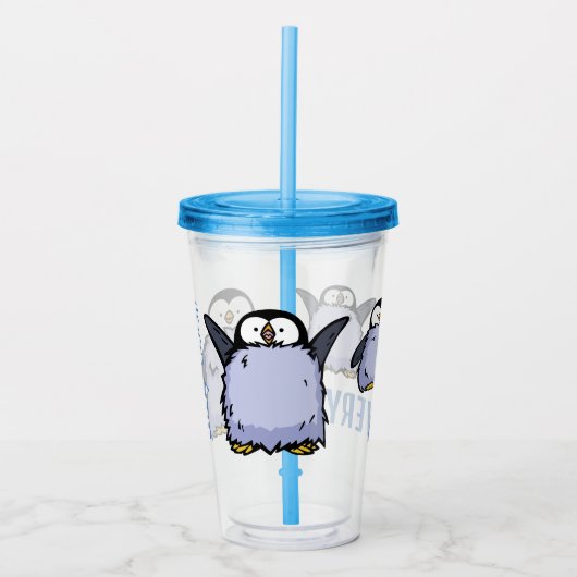 Gepersonaliseerde Pinguïn Kuiken Groot In Happy Tu Acryl Drinkbeker (Voorkant)