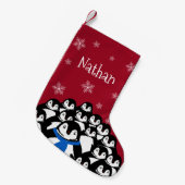 Gepersonaliseerde pinguïnfamilie kleine kerstsok (Voorkant (Hangend))