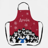 Gepersonaliseerde pinguïnfamilie schort (Voorkant)