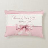 Gepersonaliseerde Pink Bow Girl Accent Kussen (Achterkant)