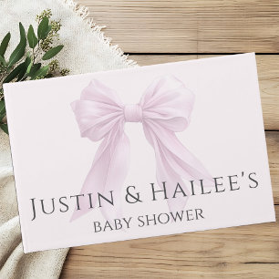Gepersonaliseerde Pink Bow Girl Coquette Baby show Gastenboek