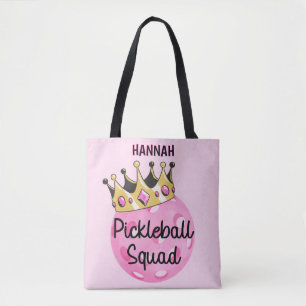 Gepersonaliseerde Pink Crown Pickleball Squad Draagtas