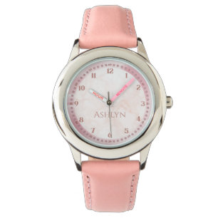 Gepersonaliseerde Pink Diamond Kinder Learning Wat Horloge