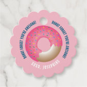Gepersonaliseerde Pink Donut Gift Labels met een S (Voorkant)