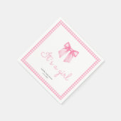 Gepersonaliseerde Pink Girl Waterverf Bow Servet (Hoek)