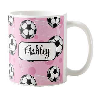 Gepersonaliseerde Pink Soccer Mok