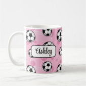 Gepersonaliseerde Pink Soccer Mok (Links)