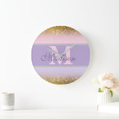 gepersonaliseerde pinky glitter Wall Clock Grote Klok (Huis)
