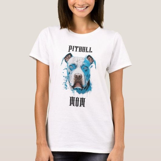 Gepersonaliseerde Pitbull Moeder T-shirt (Voorkant)