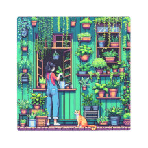 Gepersonaliseerde Pixel Art Planten en Cat