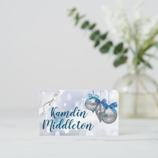 Gepersonaliseerde Plaatskaarten Ornamenten Sneeuwv Plaatskaartje (Staand voorkant)