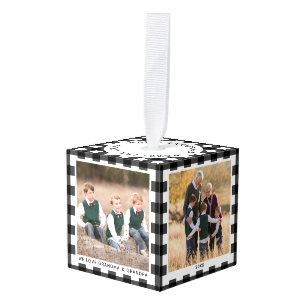 Gepersonaliseerde Plaid 4 Foto Kerst Grootouders Kubus Ornament
