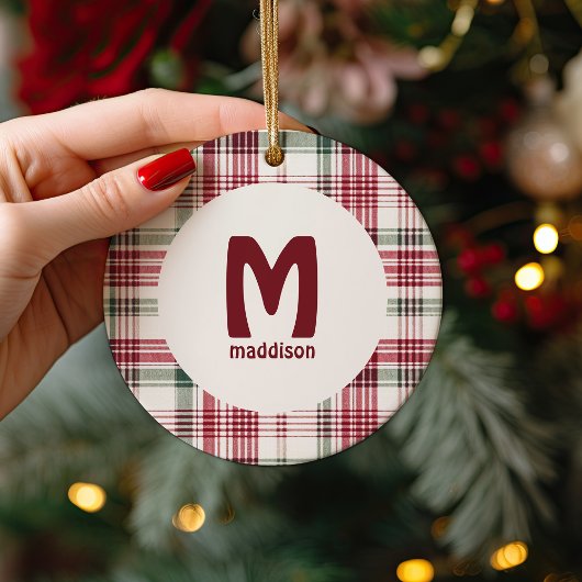 Gepersonaliseerde Plaid Photo Christmas Tree Ornament