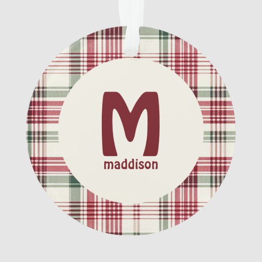 Gepersonaliseerde Plaid Photo Christmas Tree Ornament (achterkant)
