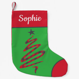 Gepersonaliseerde Plaid Scribble kerstboom Kleine Kerstsok
