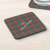 Gepersonaliseerde Plaid Tartan Rustic Bier Onderzetter (Linkerzijde)