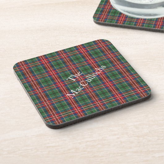 Gepersonaliseerde Plaid Tartan Rustic Bier Onderzetter (Linkerzijde)